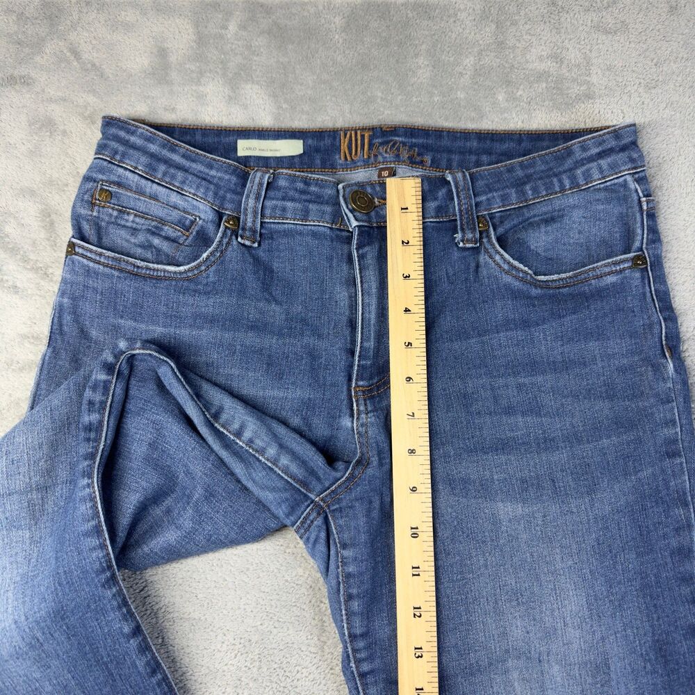 KUT From The Kloth Jeans Womens 10 Blue Carlo Ankle Skinny Distressed Hem Pants - Picture 6 of 14